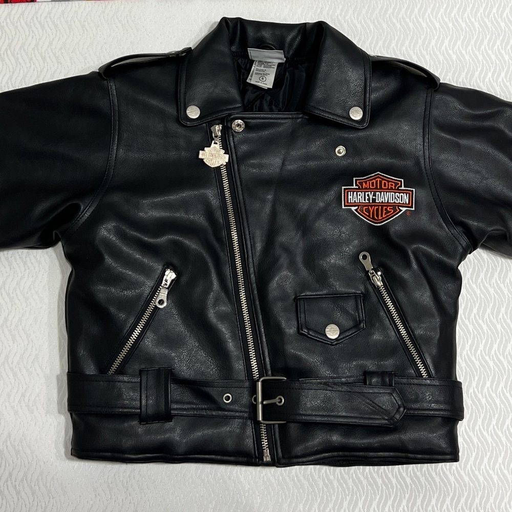 Child Harley Davidson Faux Leather Jacket Size 6